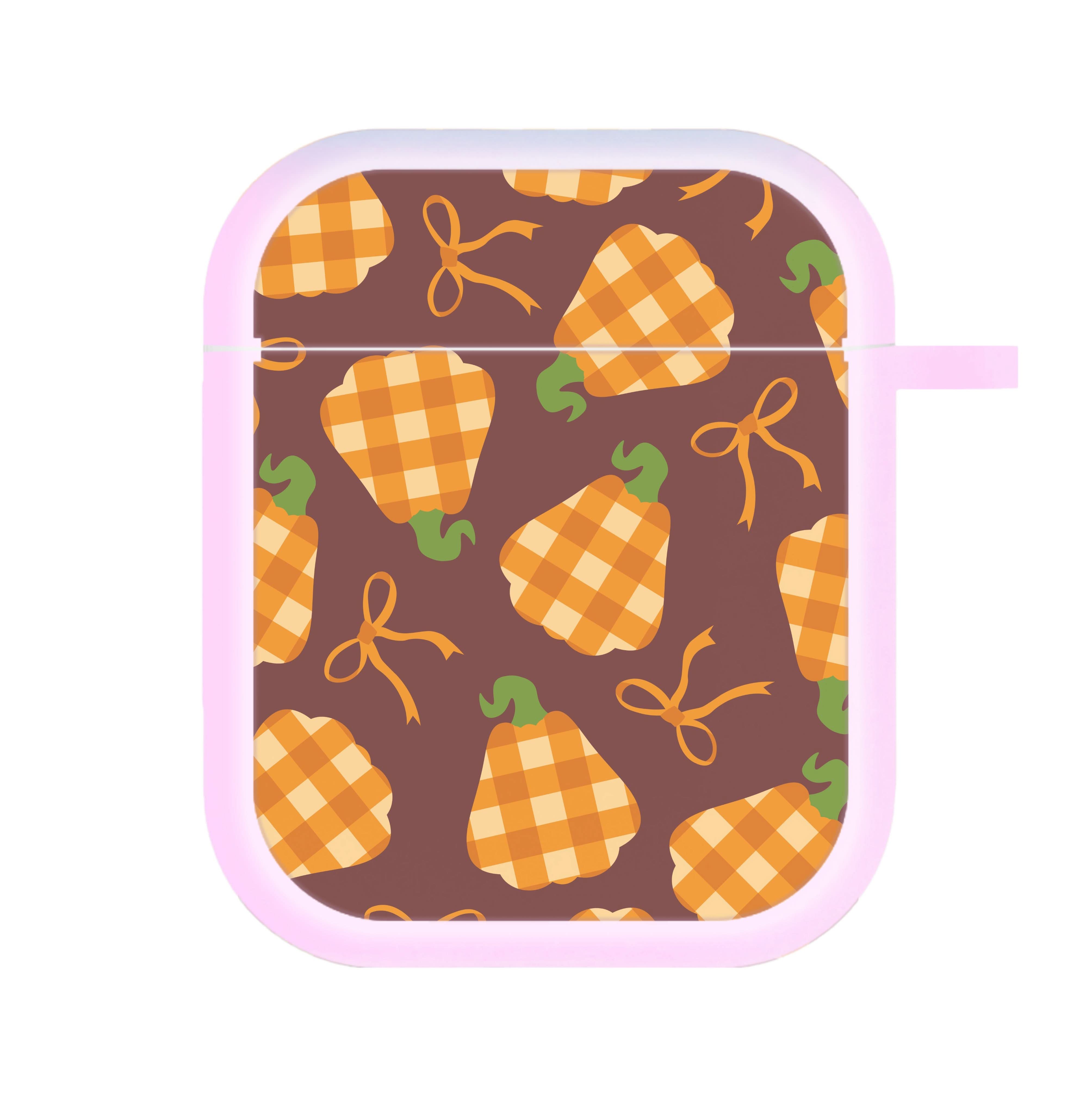 Tartan Pumpkins And Bows Pattern AirPods Case