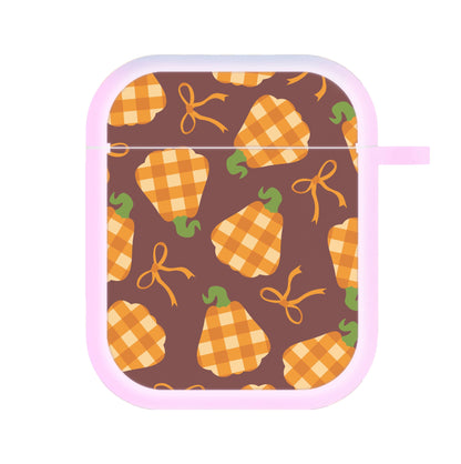Tartan Pumpkins And Bows Pattern AirPods Case
