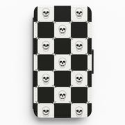 Checkered Skulls Pattern Flip / Wallet Phone Case 1