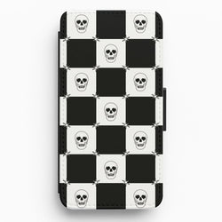 Checkered Skulls Pattern Flip / Wallet Phone Case