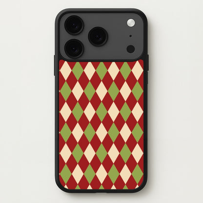 Red And Green Argyle Christmas Pattern iPhone 17 Pro Max Case