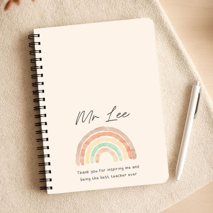 Biege Personalised Teacher Rainbow  Notepad