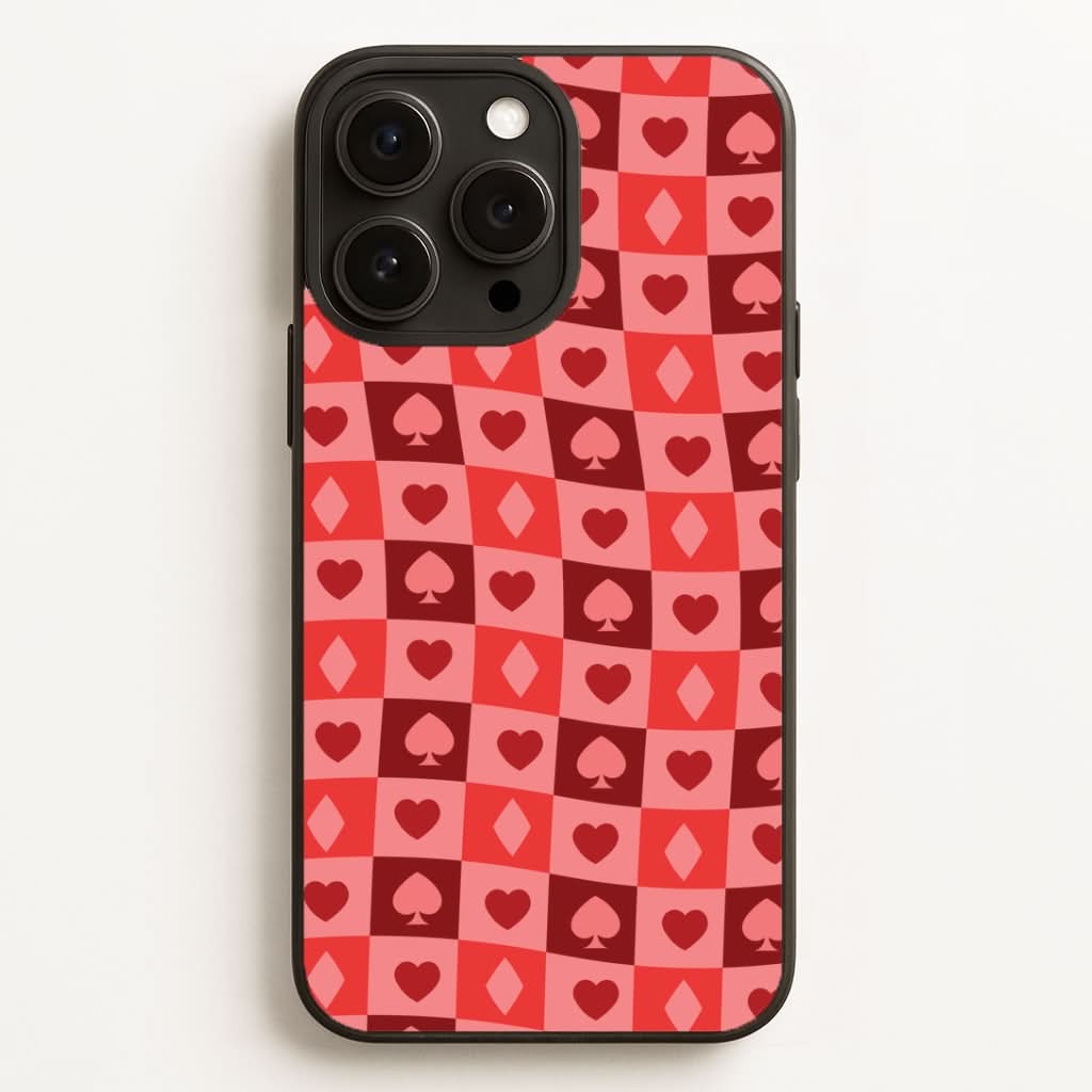 Card Suits Pattern Red Phone Case for Apple iPhone, Samsung Galaxy, Huawei and Google Pixel