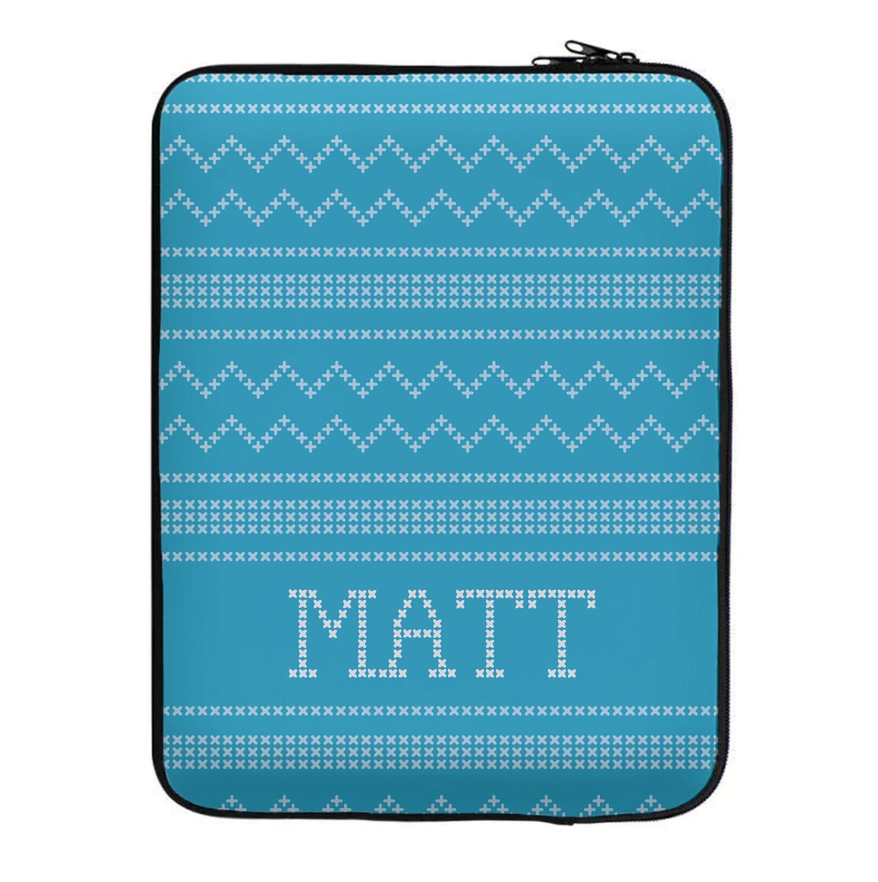 Personalised Christmas Jumper Blue Laptop Sleeve