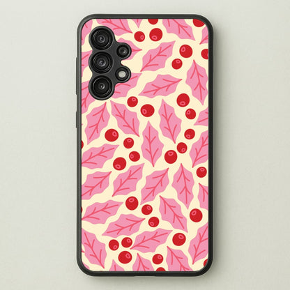 Pink Holly And Berries Pattern Galaxy A13 Case