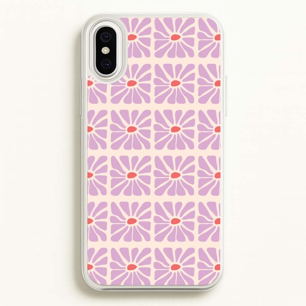 Square Abstract Flowers Mauve iPhone XS Max Case