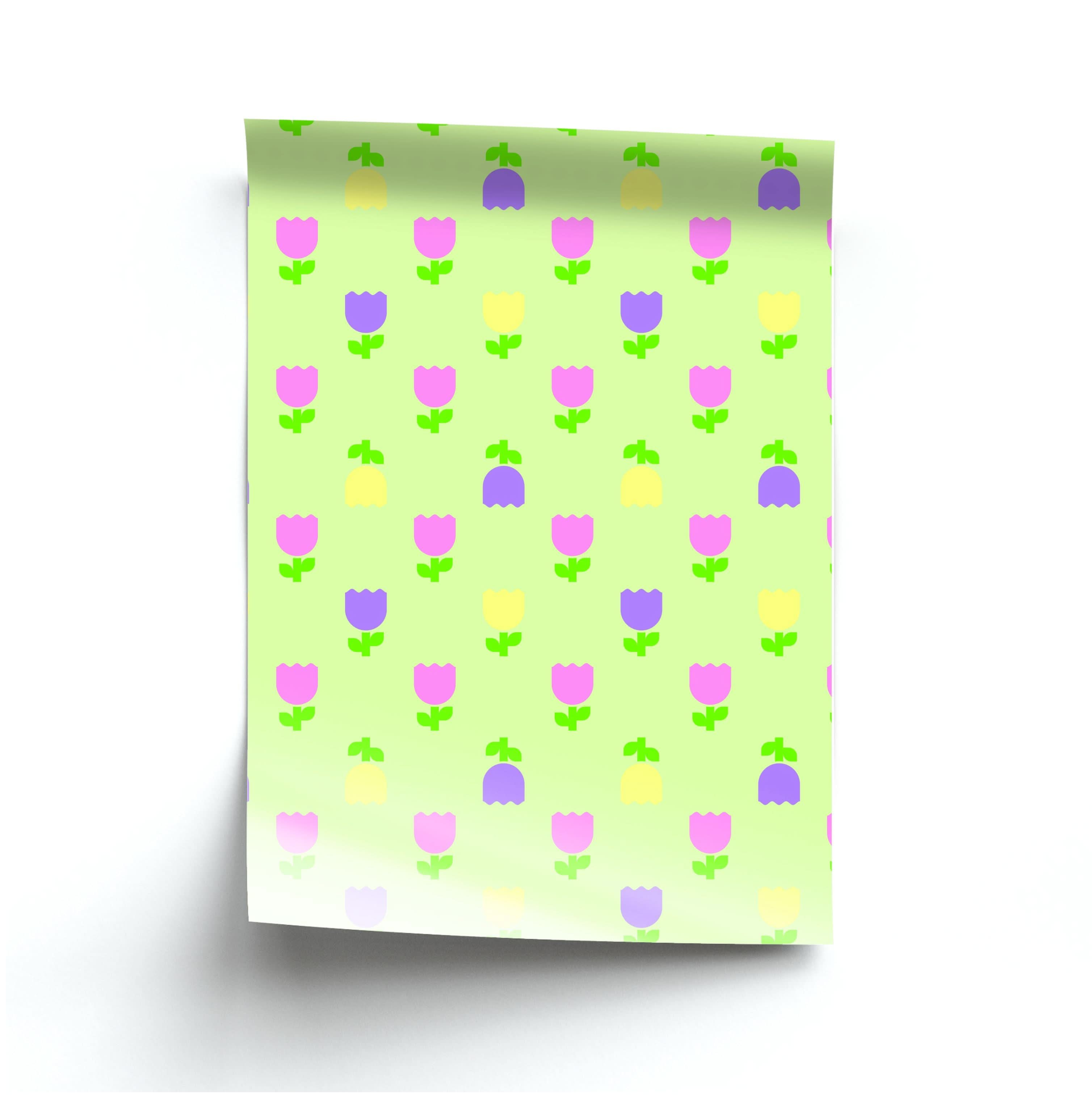 Pastel Tulips Pattern Poster