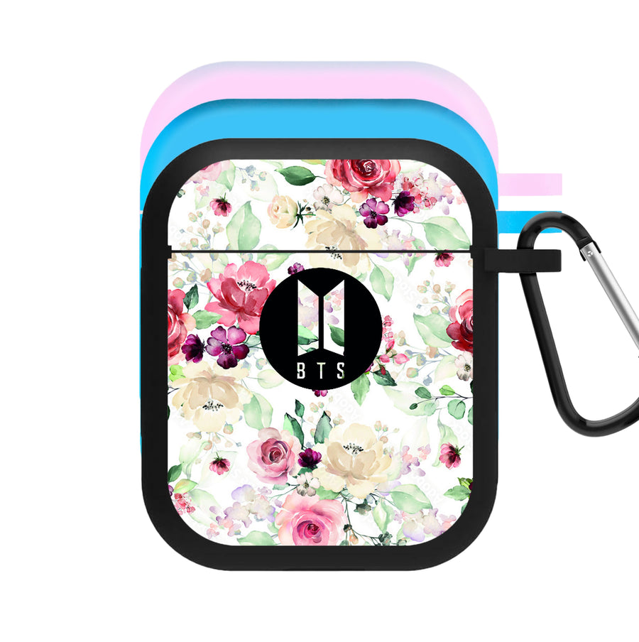 BTS Logo And Flowers - BTS AirPods Case