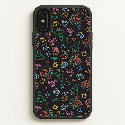 Neon Christmas Icons Pattern I iPhone XS Max Case