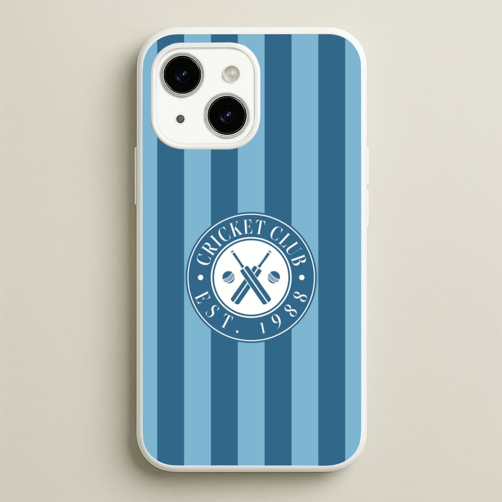 Stripey Cricket Badge iPhone 15 Plus Case