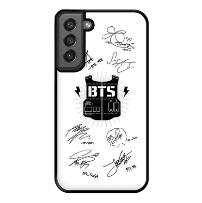 White K-Pop Band Army Logo and Signatures Phone Case