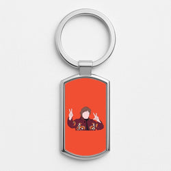Peace Out Silver Metal Keyring