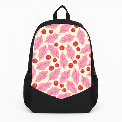 Pink Holly And Berries Pattern Backpack