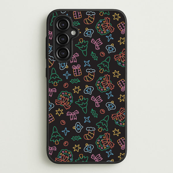 Neon Christmas Icons Pattern I Galaxy A14 Case