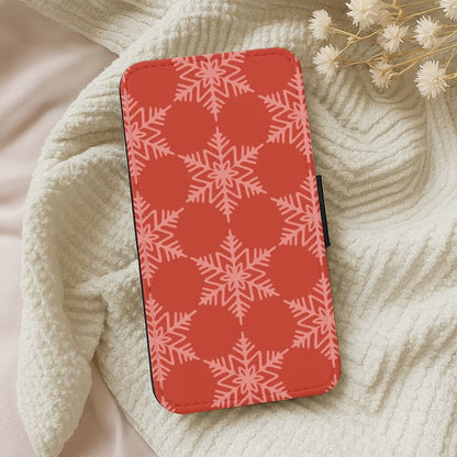 Red Giant Snowflakes Christmas Pattern Leather Phone Case