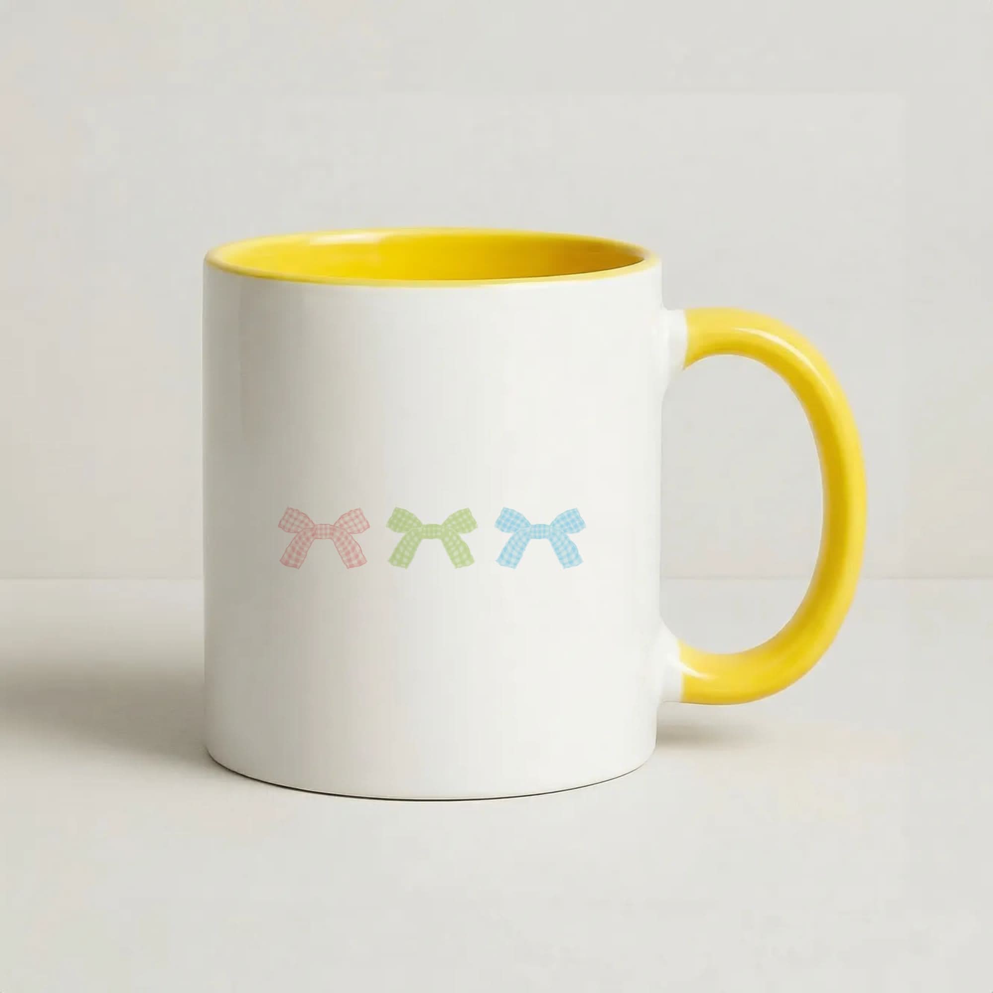 Gingham Ties  Yellow Mug