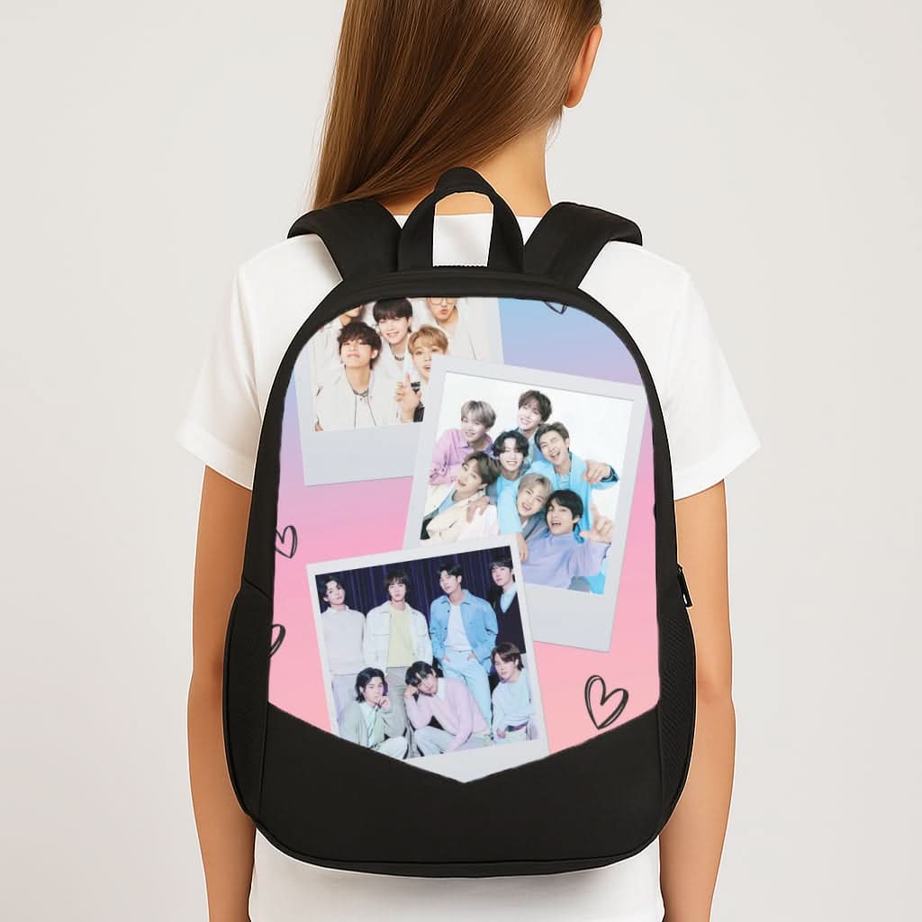 K-Pop Band Polaroid Collage School Bag