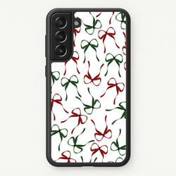 Red And Green Coquette Christmas Bows Pattern Galaxy S21FE Case