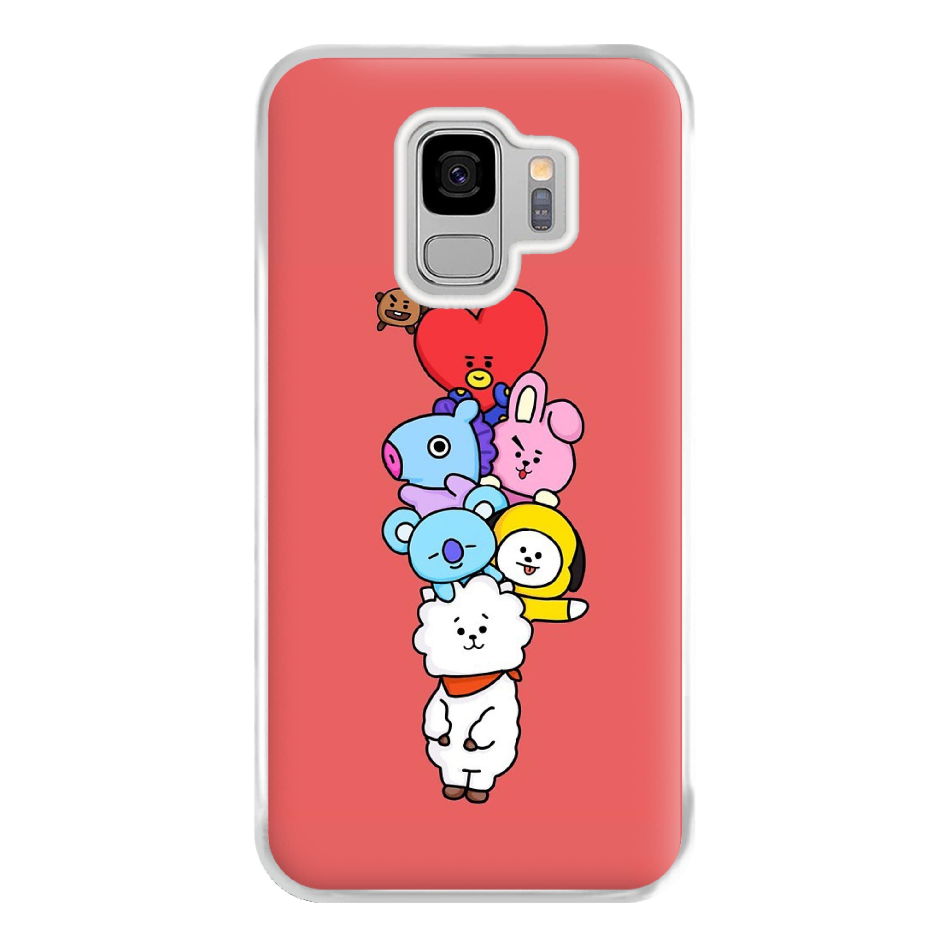 Red BT21 - RJ, Mang, Koya, Chimmy, Cooky, Shooky, Tata - K Pop Phone Case