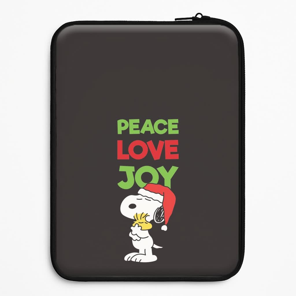 Peace, Love, Joy Christmas Cartoon Beagle Laptop Sleeve