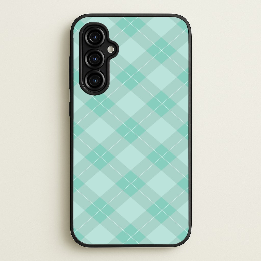 Light Cyan Tartan Christmas Pattern Galaxy A54 Case