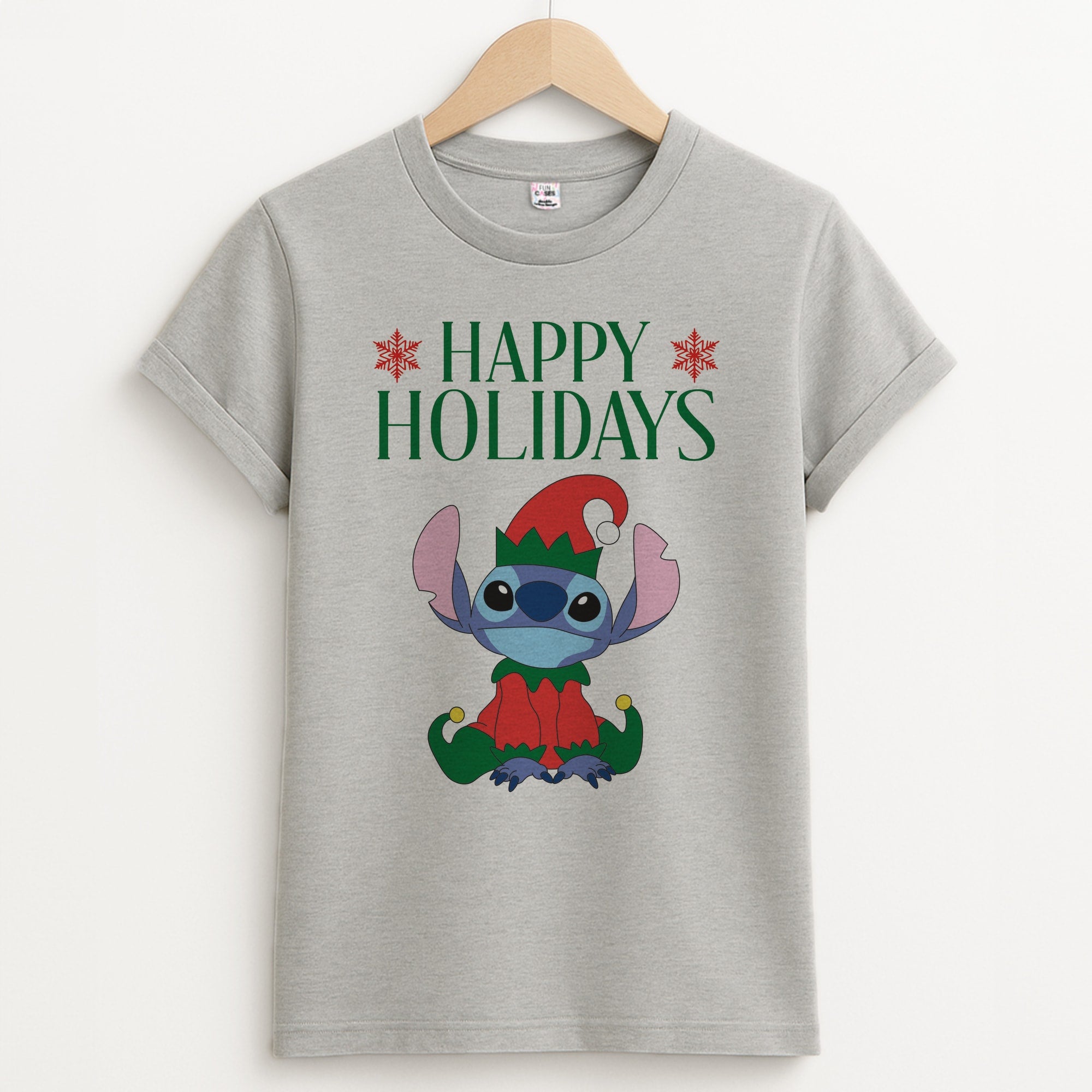 Cute Blue Alien Elf Unisex Grey T-Shirt