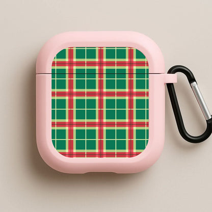 Red And Green Tartan II Christmas Pattern Pink AirPods Case