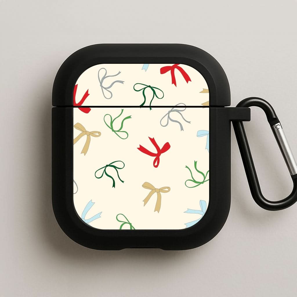 Coquette Christmas Bows Pattern AirPods Case