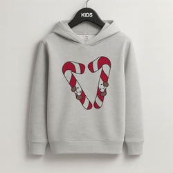 Christmas Candycane Plushies Grey Kids Hoodie