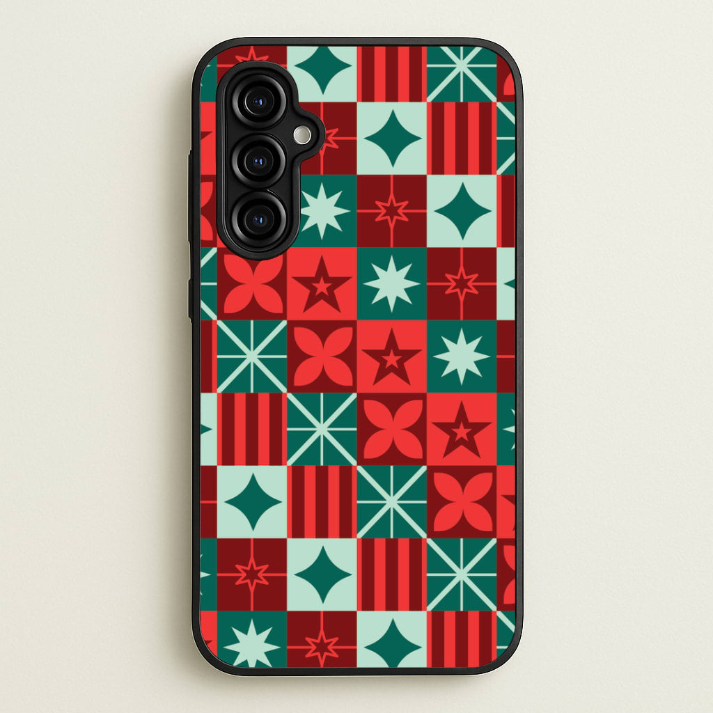 Geometric Square Christmas Pattern Galaxy A54 Case