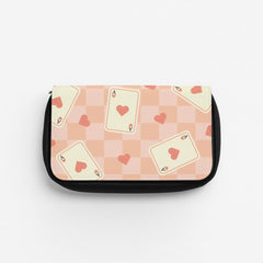 Cute Playing Cards And Hearts Pattern Pencil Case