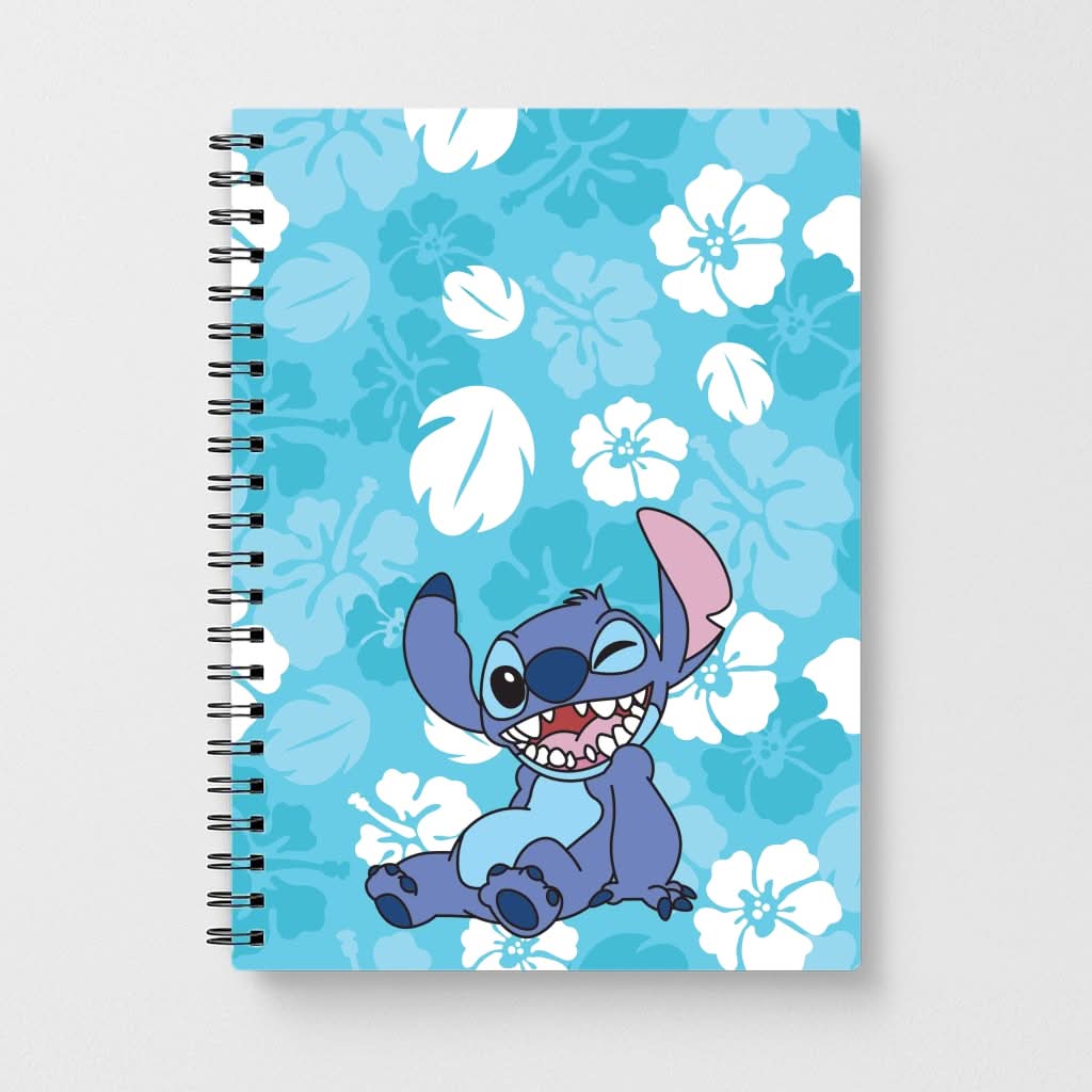 Cute Blue Alien Floral Pattern Notebook