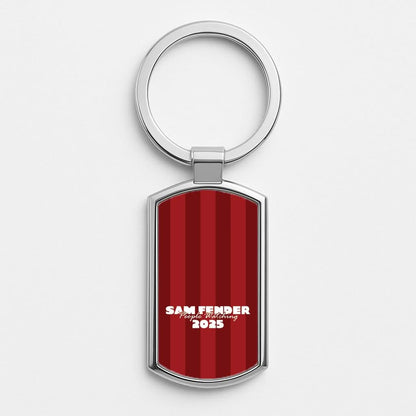 Stripes People Watching 2025 Silver Metal Keyring