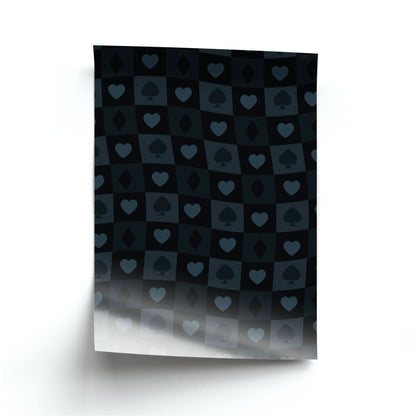 Card Suits Pattern Black Poster