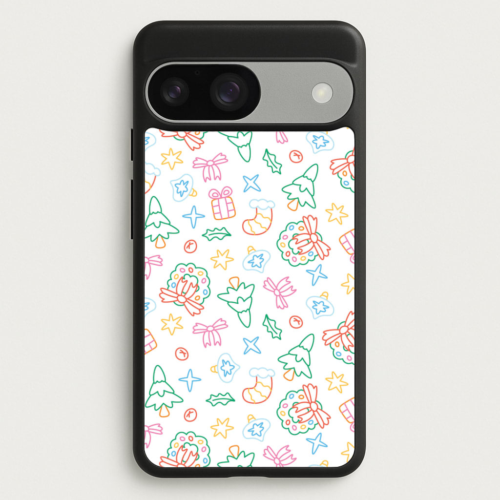 Neon Christmas Icons Pattern II Google Pixel 9 / 9 Pro Case