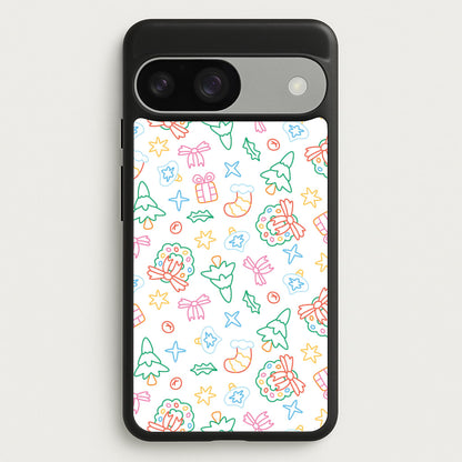 Neon Christmas Icons Pattern II Google Pixel 9 / 9 Pro Case