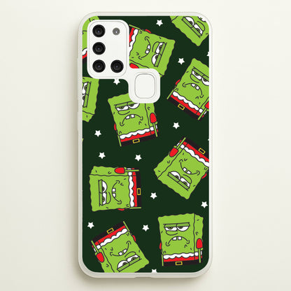 Grumpy Christmas Cartoon Sponge Pattern Galaxy A21s Case