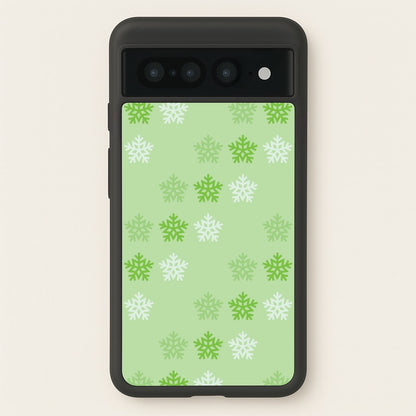 Green Slowflakes Christmas Pattern Google Pixel 7 Pro Case
