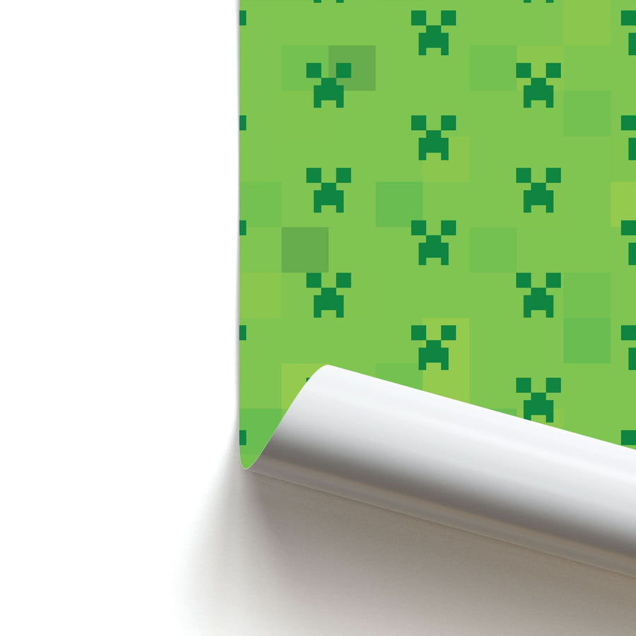 Creeper Pattern Green Poster