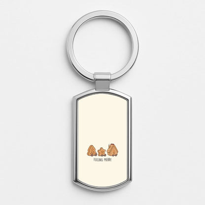 Gingerbread Plushies Quote Silver Metal Keyring