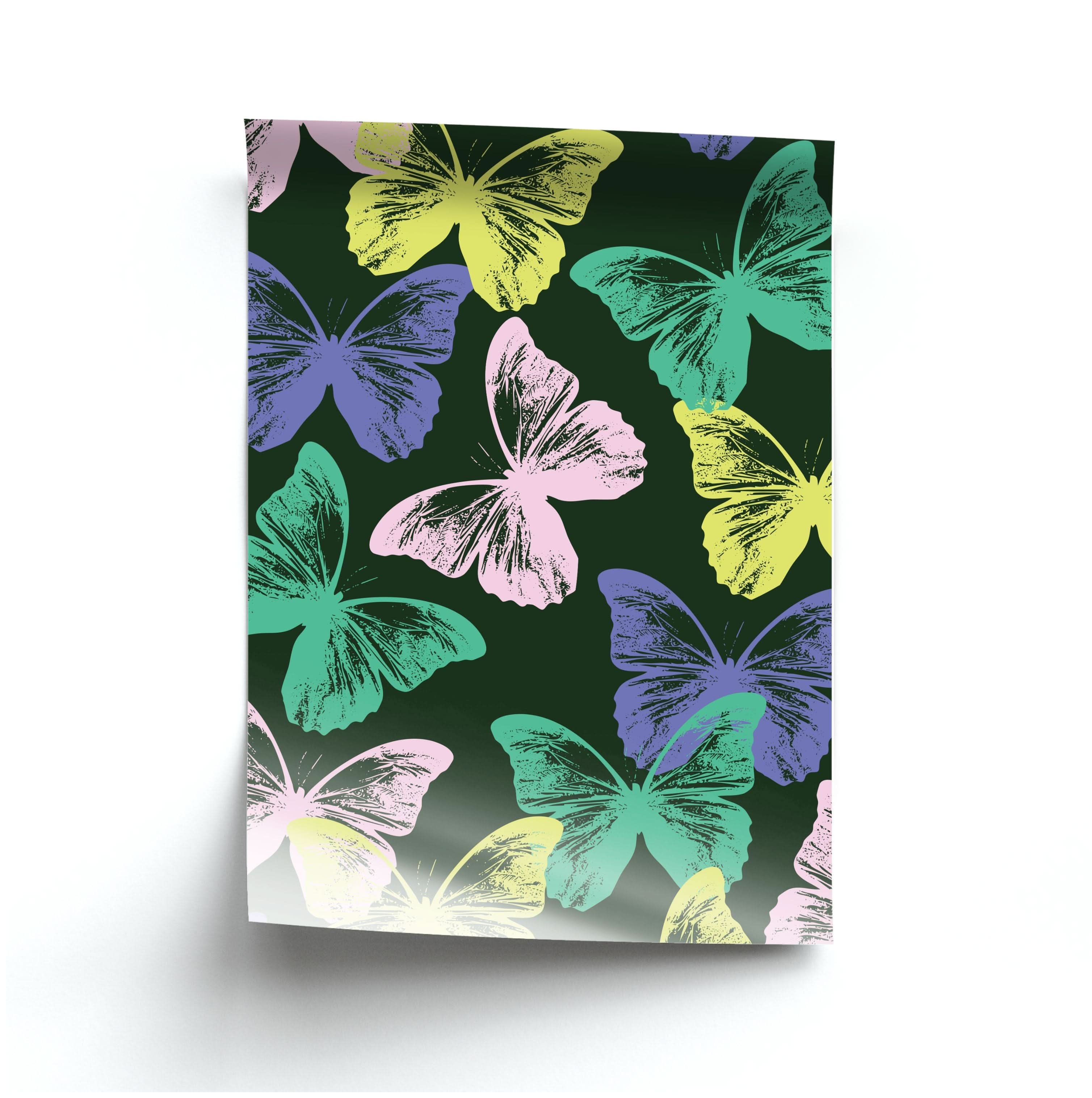 Colourful Butterfly Stamps Pattern Poster