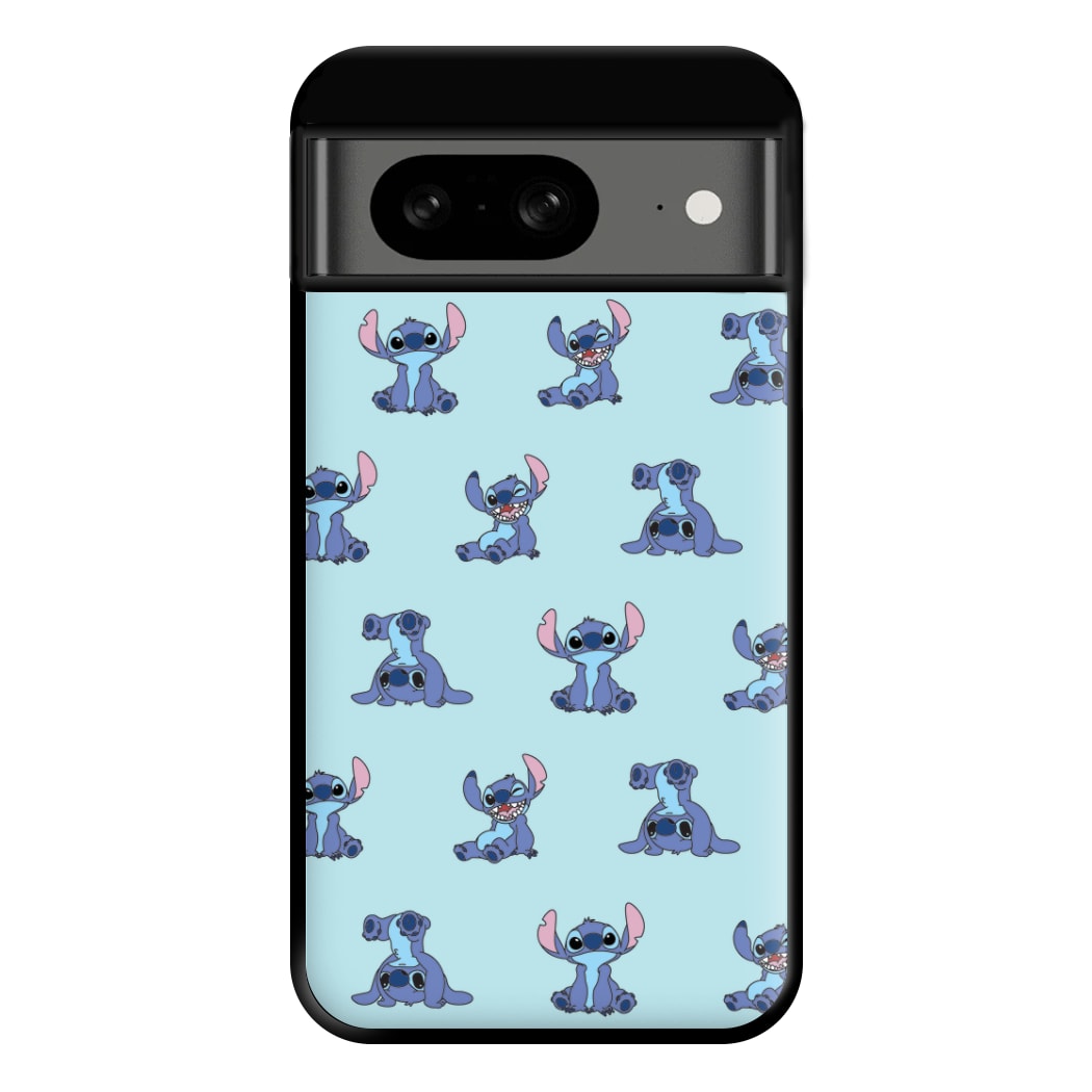 Cute Blue Alien Pose Pattern Google Pixel 8 Case
