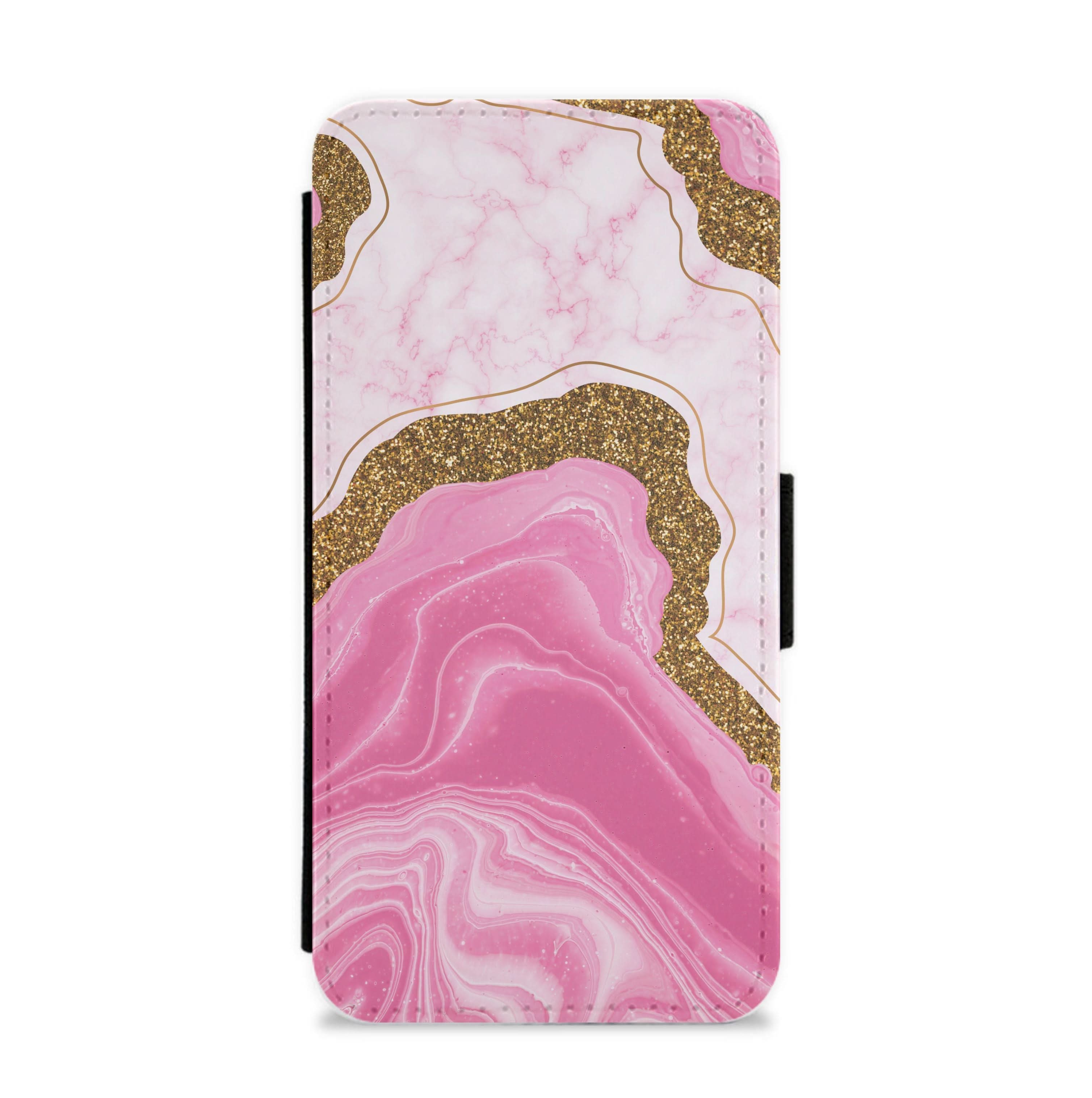 Marble Rock Veins And Glitter Flip / Wallet Phone Case