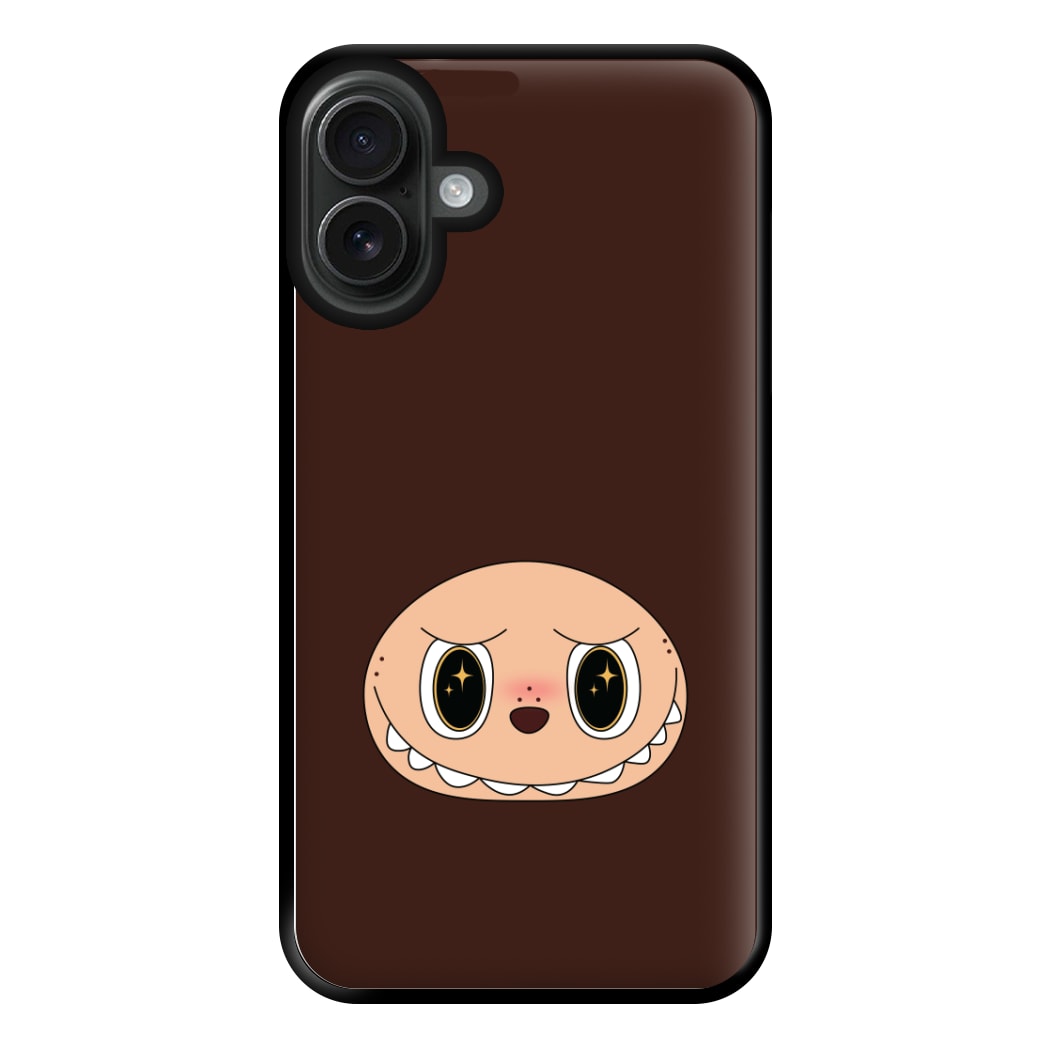 Cute Brown Monster Face iPhone 16 Plus Case