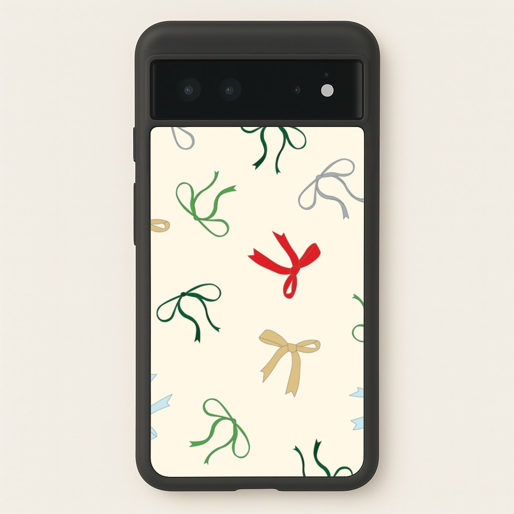 Coquette Christmas Bows Pattern Google Pixel 6 Case