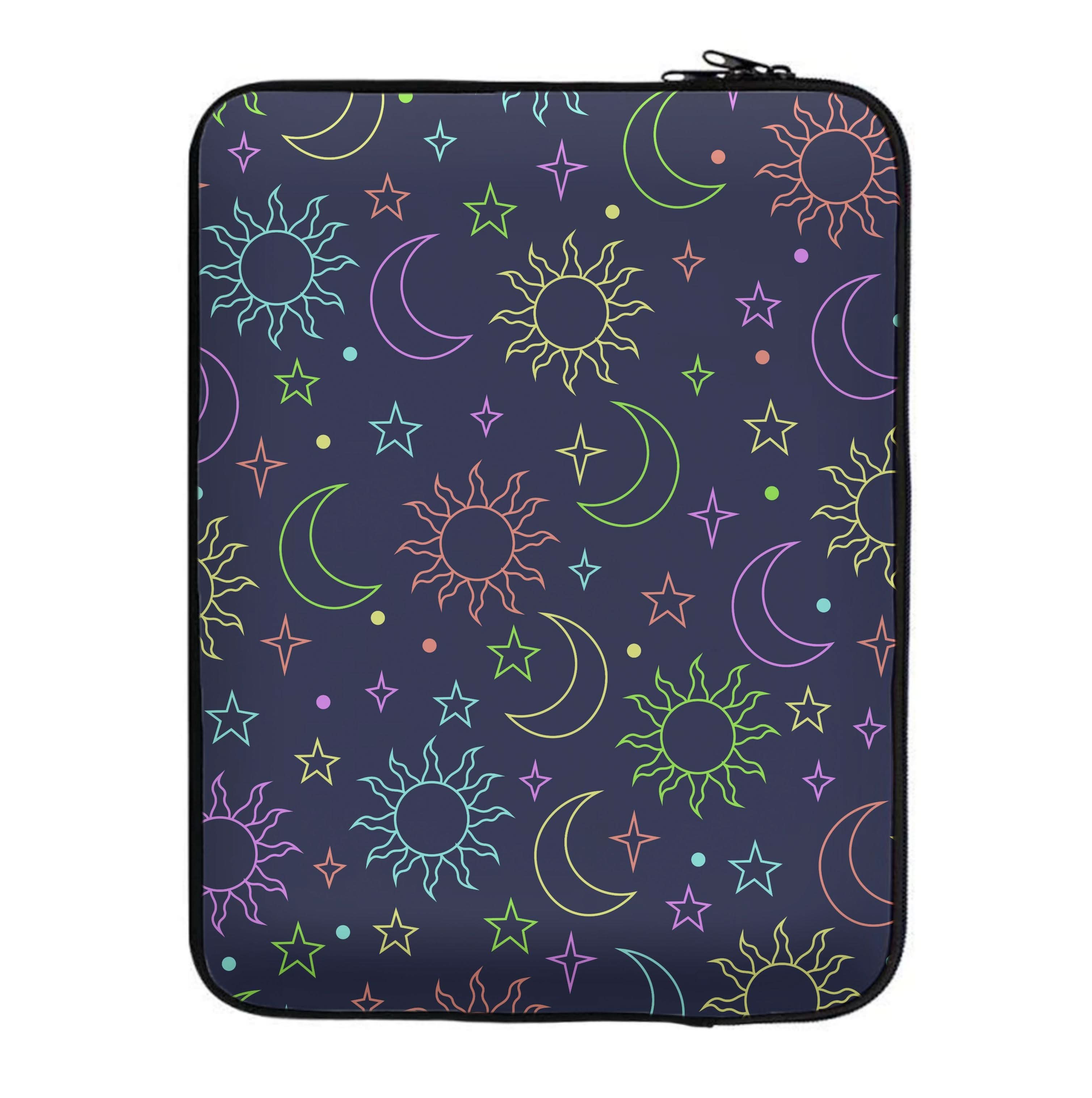Sun, Moon And Stars Pattern Rainbow Laptop Sleeve