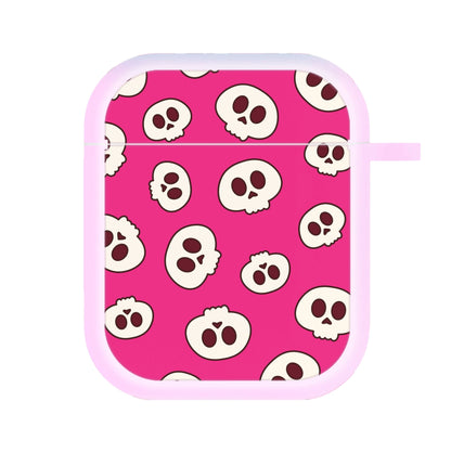 Pink Skulls Pattern AirPods Case