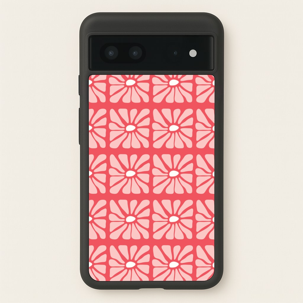 Square Abstract Flowers Pink Google Pixel 7 Case