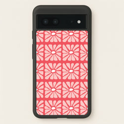 Square Abstract Flowers Pink Google Pixel 7 Case
