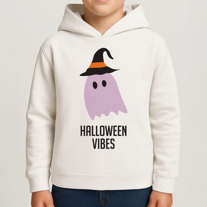 Purple Ghost Halloween Vibes Boys Hoodie